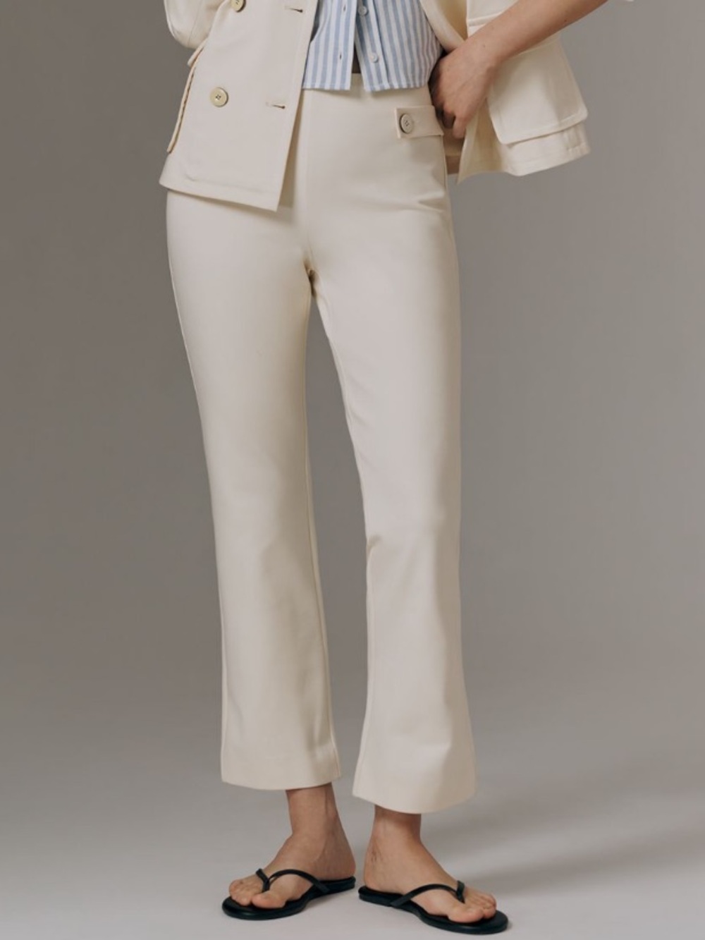 🟤NWT MAEVE by ANTHROPOLOGIE Poppy Kick-Flare Pull-On Pants in Lemon Icing XS